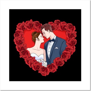 Married Couple Heart Roses Happy Valentines Day Gift Posters and Art